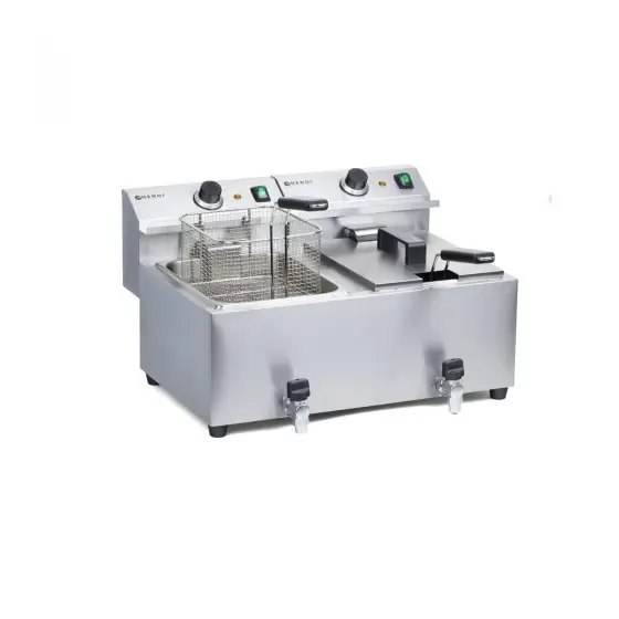 Friteuza electrica profesionala dubla 2x8 lt, cu robinet scurgere ulei, 7000 W, inox, Hendi MasterCook Ofertă exclusivă