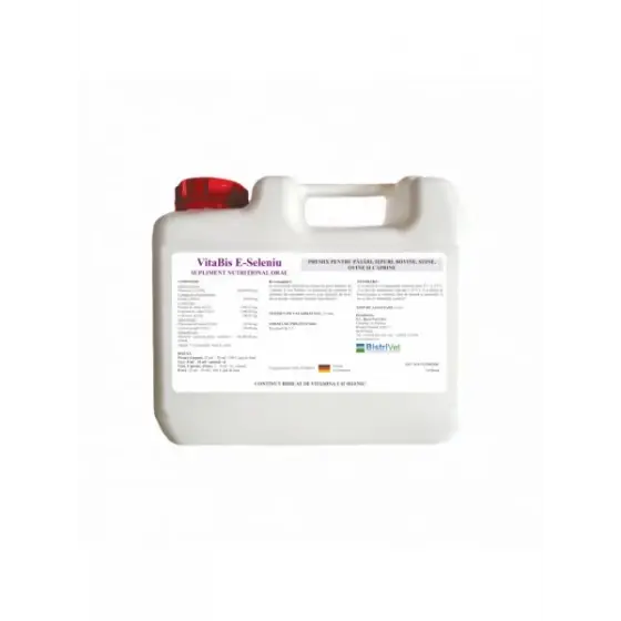 Complex de vitamine VitaBis E-Seleniu, 5 l, BistriVet, pentru pasari, iepuri, vaci, vitei, caprine, ovine si porci Chilipir