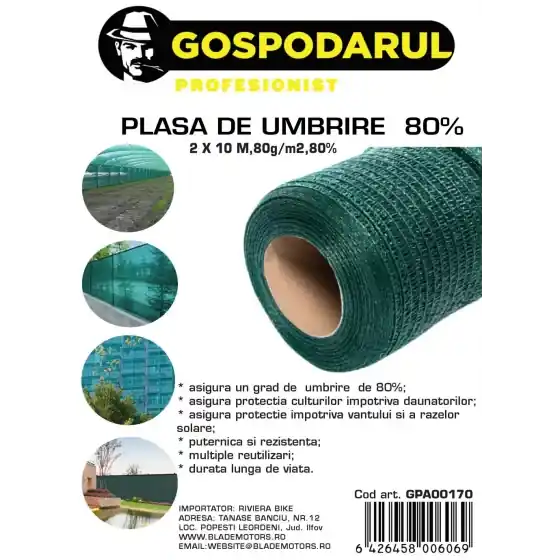 Reduceri Plasa De Umbrire ,2X10 M,80G/M2,80%