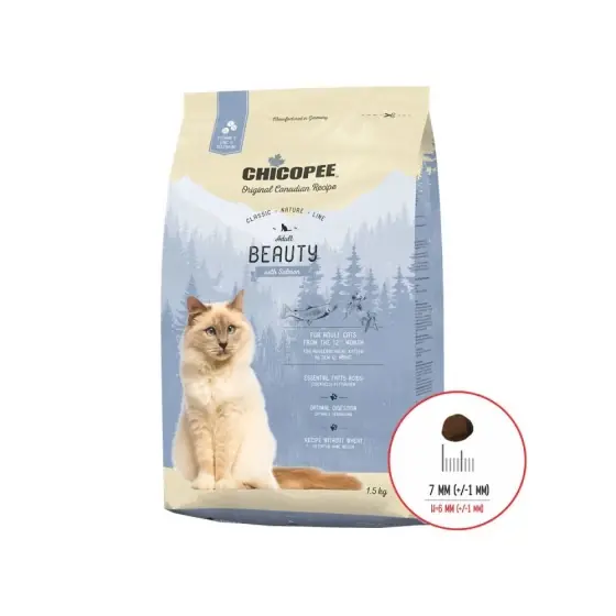 Ofertă specială Hrana Uscata Pentru Pisici Super Premium Chicopee Cnl Adult Beauty Salmon 1.5Kg