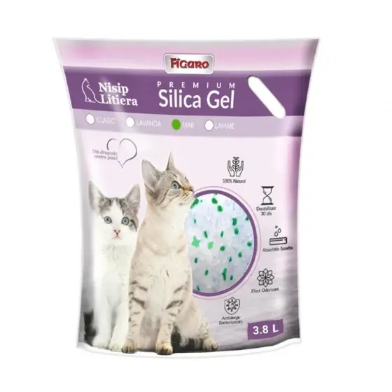 Asternut Pentru Litiera Pisici Nisip Silica-Gel Figaro Premium 3.8L-Mar Ofertă exclusivă