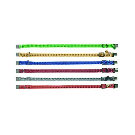Zgarda Pentru Pisici Flamingo Multicolora Reflectorizanta Cu Clopotel 25-35Cmx10Mm Cel mai vândut