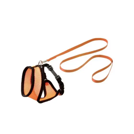 Set Ham+Lesa Pentru Pisica Flamingo Orange/Black 110Cmx10Mm Calitate înaltă