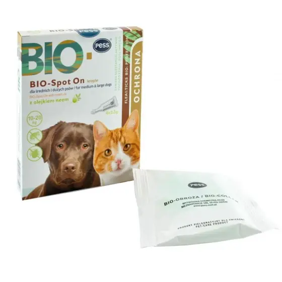 Pipeta Antiparazitara Pess Bio-Spot On Cu Ulei De Neem 4X2.5G Caine Talie Medie&Mare 10-20Kg/1019 Cumpără online