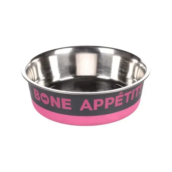 Chilipir Castron Pentru Caini Din Inox Bone Appetit Fuchsia 17Cmx900Ml
