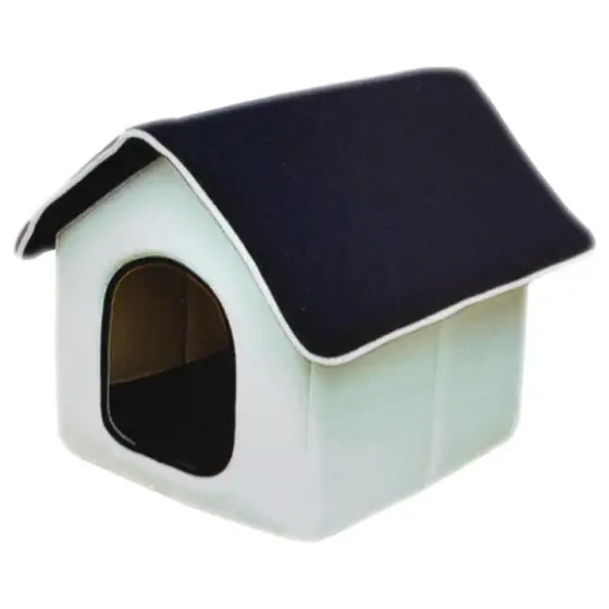 Culcus Casuta Textila Pentru Caini Si Pisici Orlando Alb-Bleumarin 43X38X42Cm/8849-1A/A Noutate