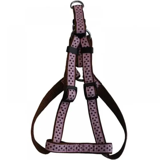 Doar azi Ham Pentru Caini Nylon Buline Roz Click 15Mm*30-50Cm