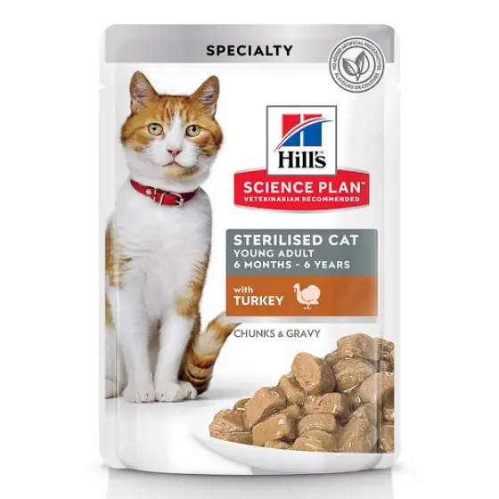 Hill's SP Feline Young Adult Sterilised Turkey 85 g (plic) Ofertă de sezon