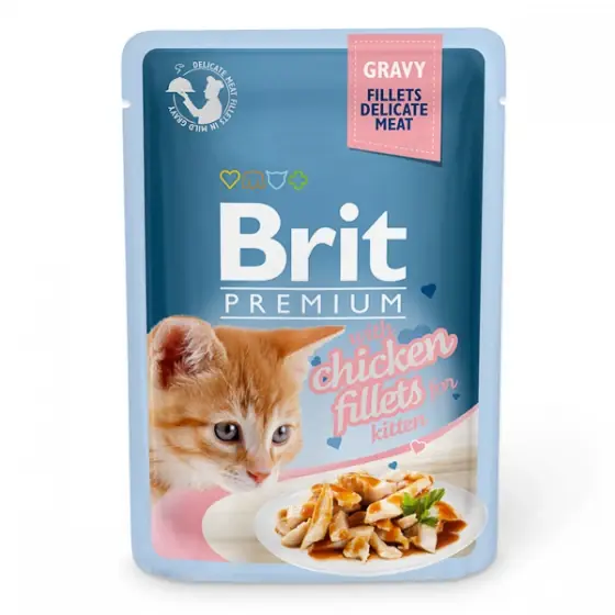Plată sigură Brit Cat Delicate Chicken in Gravy for Kitten 85 g