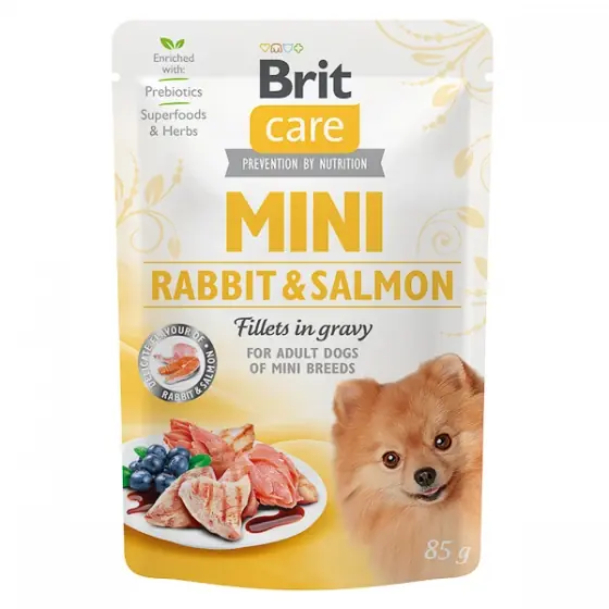Brit Care Dog Mini Rabbit and Salmon Fillets in Gravy 85 g Preț promoțional