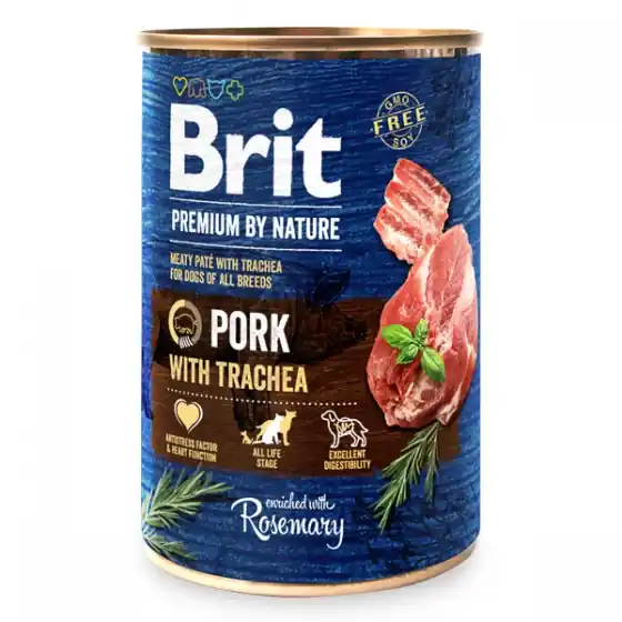 Ofertă de sezon Brit Premium by Nature Pork with Trachea 400 g conserva