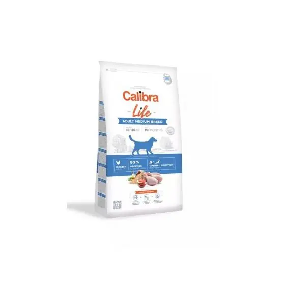 Plată sigură Hrana pentru caini, Calibra Dog Life Adult Medium Breed cu Pui, 12 Kg