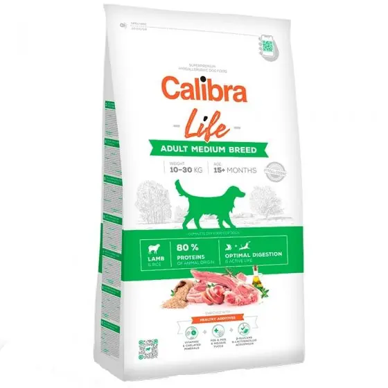 Comandă acum Hrana uscata pentru caini, Calibra Dog Life Adult Medium Breed cu miel, 12 kg