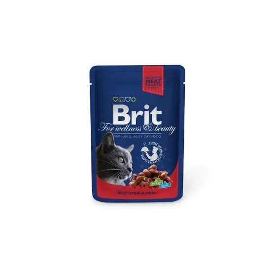 Hrana umeda pentru pisici Brit, Vita si Mazare, 6x100g Ofertă exclusivă