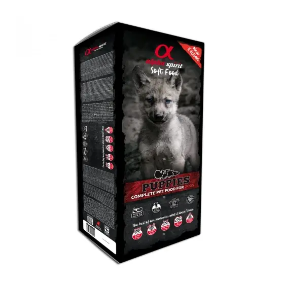 Cumpără online Hrană semi-umedă Premium pentru câine junior Alpha Spirit, mix carne, 9 kg