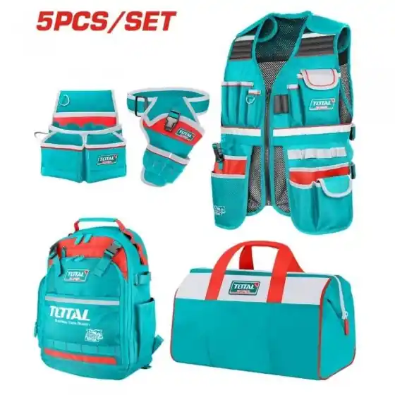 TOTAL - SET TRANSPORT UNELTE 5 PIESE (RUCSAC, GEANTA,VESTA,CENTURA,SUPORT BORMASINA) Preț redus