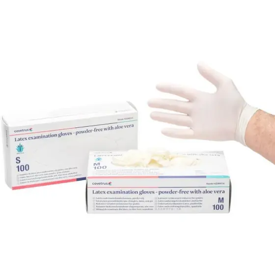 Ofertă de sezon Manusi de examinare din latex, nepudrate, albe, cu Aloe Vera, L, 100buc/set CVET