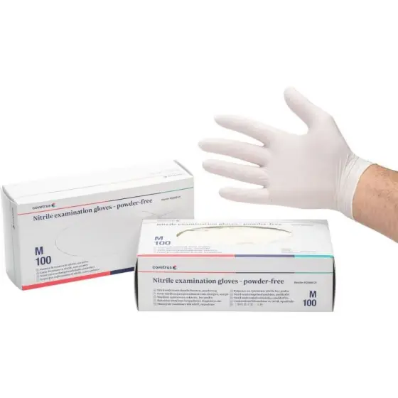 Manusi de examinare din nitril, nepudrate, albe, ambidextre, XS, 100 buc/set CVET Chilipir