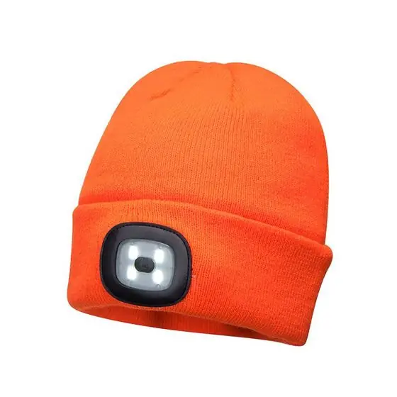 Caciula tricotata de iarna, cu led frontal - BEANIE Led neon - B029, orange Cel mai bun preț