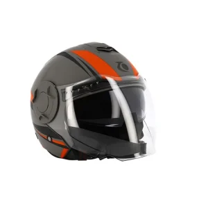 Cel mai vândut Cască scuter TRENDY T-406, Gri-Roșu Mat, Mărimea M