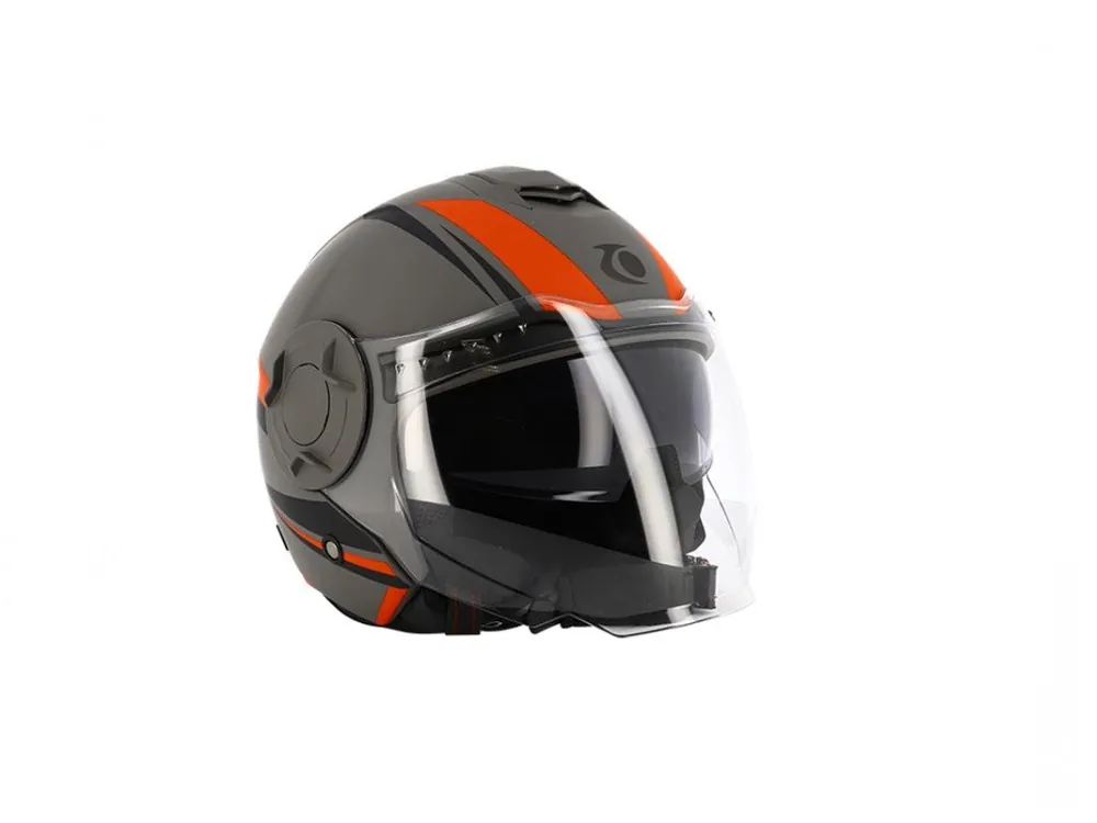 Cel mai vândut Cască scuter TRENDY T-406, Gri-Roșu Mat, Mărimea M