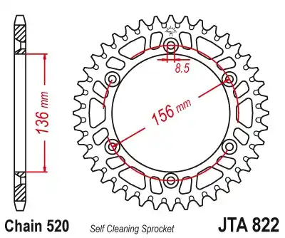 Reducere de preț Pinion transmisie spate JT Sprockets Aluminiu JTA822, 53 dinti