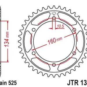Premium Pinion transmisie spate JT Sprockets JTR1307, 44 dinti