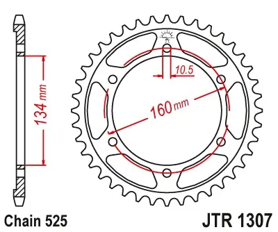 Premium Pinion transmisie spate JT Sprockets JTR1307, 44 dinti