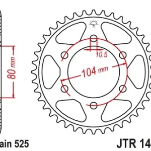 Pinion transmisie spate JT Sprockets JTR1489, 42 dinti Noutate
