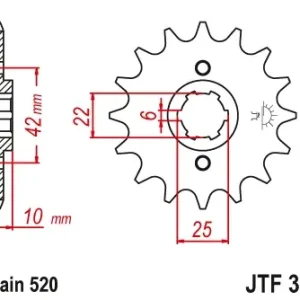 Promoție Pinion transmisie fata JT Sprockets JTF306, 15 dinti